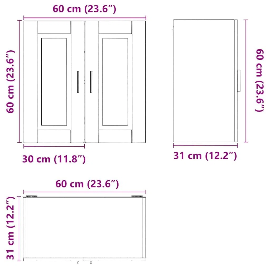 vidaXL Pensile da Cucina Porto Grigio Sonoma in Legno Multistrato