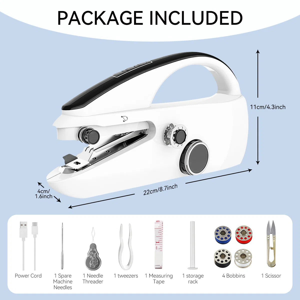 Macchina da Cucire Portatile, Qoosea Mini Macchina da Cucire Elettronica a 2 Velocità per Principianti, Cucitrice Portatile per Tessuti, Abbigliamento, DIY, Sewing Machine per Casa e Viaggi