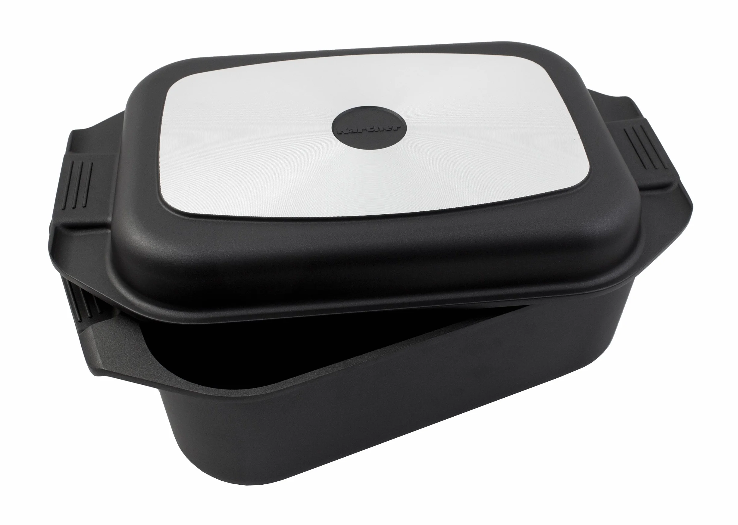 Karcher 121749 Rostiera in alluminio pressofuso 2in1 (8,7 litri, incl. coperchio e guanti da cucina, 41,5 x 25,5 cm) nera