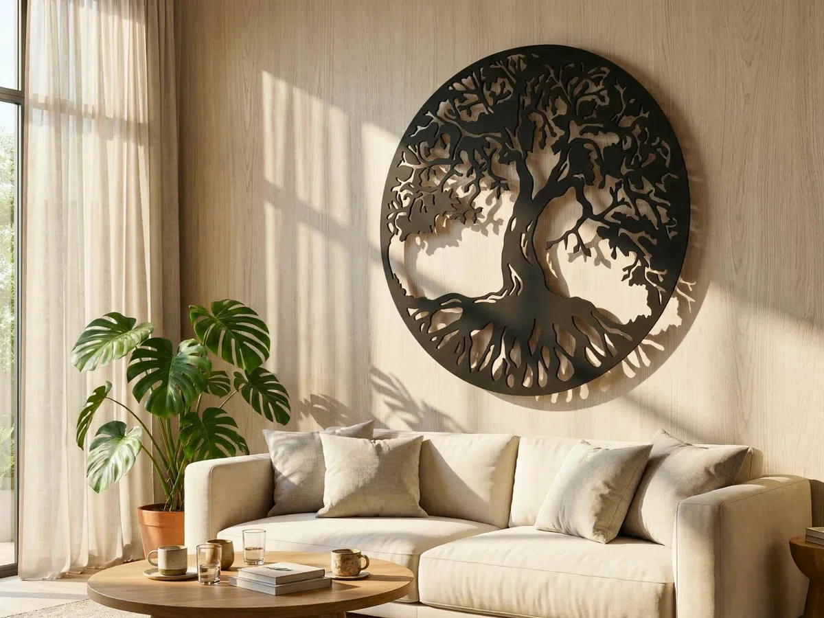 VAILLA Albero della vita Decorazione in legno, murale in legno, immagini 3D, decorazione da parete per casa, ufficio, camera da letto, soggiorno (Albero 3)
