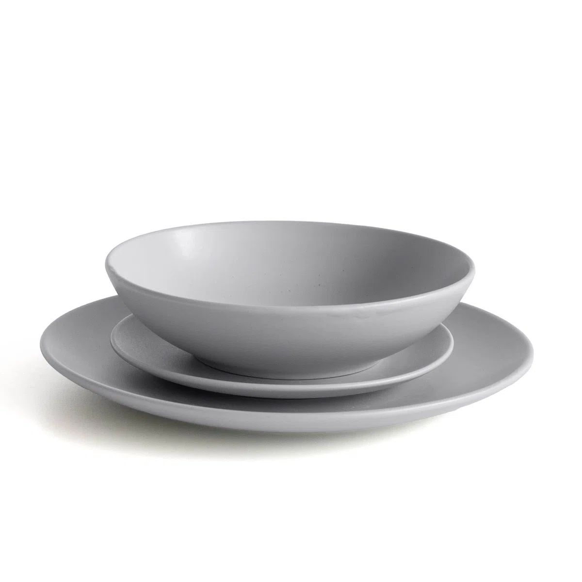 IlGruppone 18 Piatti, 6 Coperti Completi - Servizio da Tavola in Gres Porcellana Smaltato, Piatti con Certificazione Contatto Alimentare per Microonde e Lavastoviglie - Design Moderno, Grigio