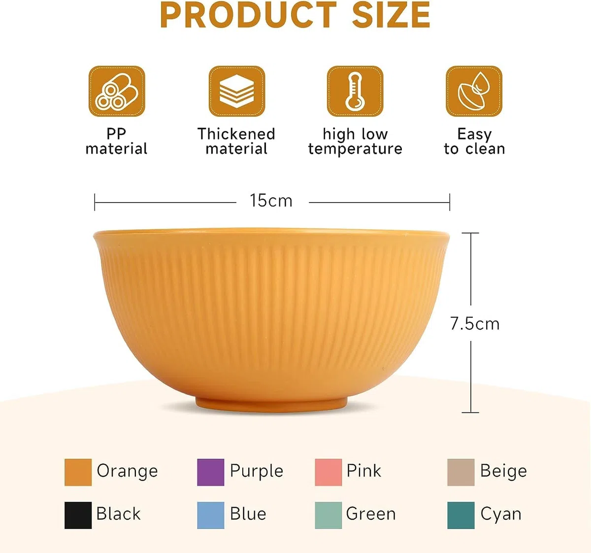Ciotola Per insalata Plastica, Set Scodelle Plastica, per zuppe, riso, cereali, frutta(6 pezzi)