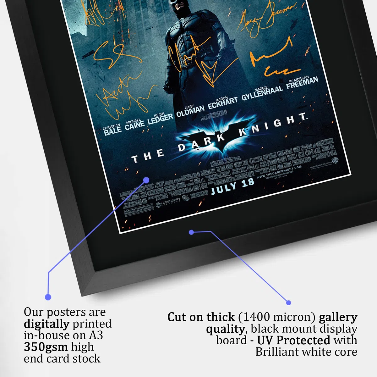 HWC Trading The Dark Knight Batman A3 Incorniciato Firmato Regalo Visualizzazione Delle Foto Print Immagine Autografo Stampato Per Gli Appassionati Di Cinema