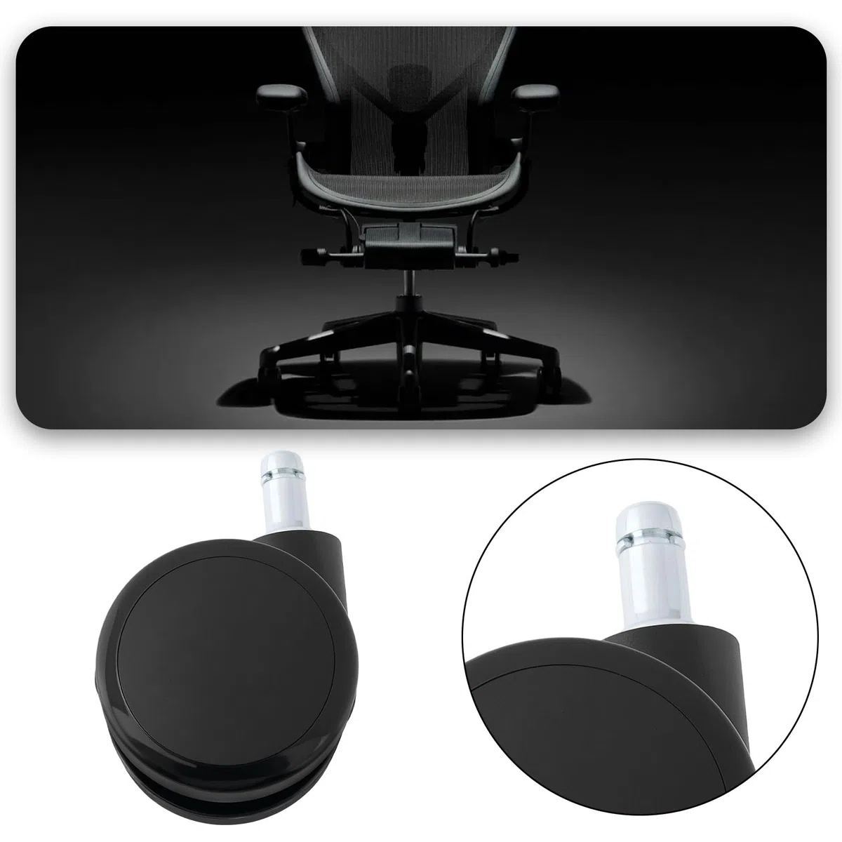 5 ruote con bordo morbido senza cappuccio, compatibili con sedia Herman Miller, compatibili con Verus, compatibili con Lino, compatibili con Cosm
