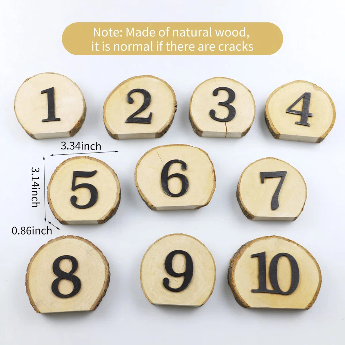 Andoer Numero da Tavola per Matrimonio, 1-10 Numero da Tavola in Legno, Decorazione da Festa Rustica per Matrimonio, Blocchi Numeri Professionali per Ricevimento di Nozze e Decorazioni per Festa a