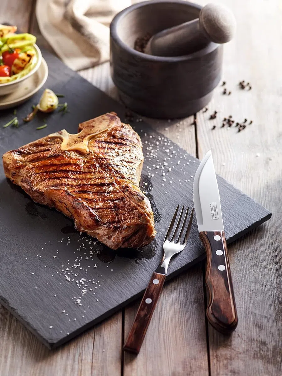 Tramontina Set di Coltelli Jumbo da Carne/BBQ Polywood 12 cm 4 pezzi