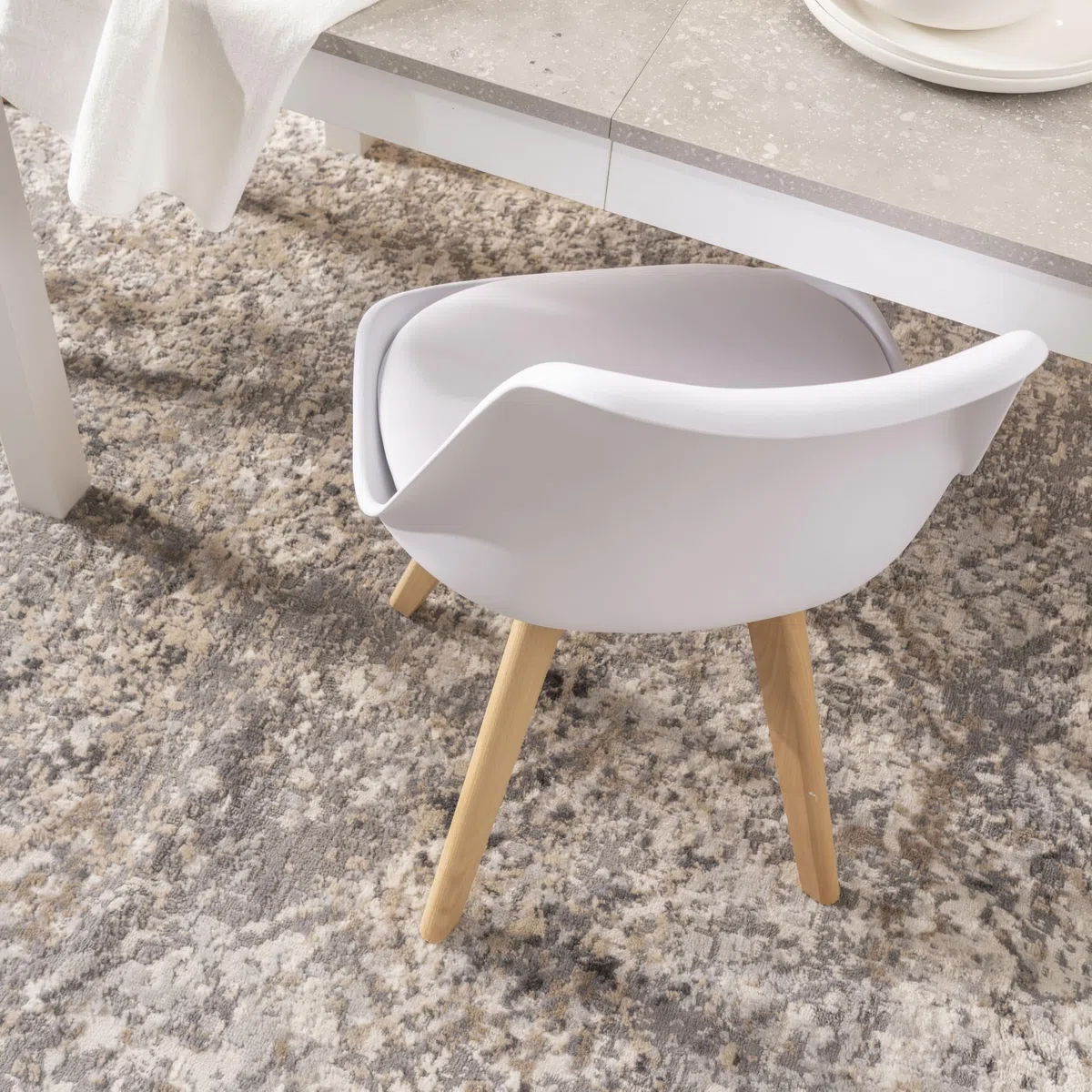 Norbe | Sedia da Sala da Pranzo o Ufficio con gambe in legno di faggio e morbido cuscino di ecopelle |Dim: 50x48x 82 H cm (Bianco, 1)