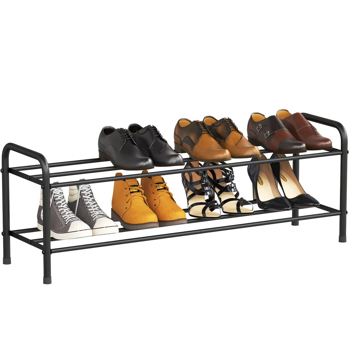FANHAO Scarpiera Potenziata in Acciaio Inossidabile a 2 Livelli, Organizer Scarpe Ripiano per Scarpe di 8 Paia di Scarpe, per Soggiorno, Guardaroba e Corridoio, 80 x 26 x 33.5cm (Nero opaco)
