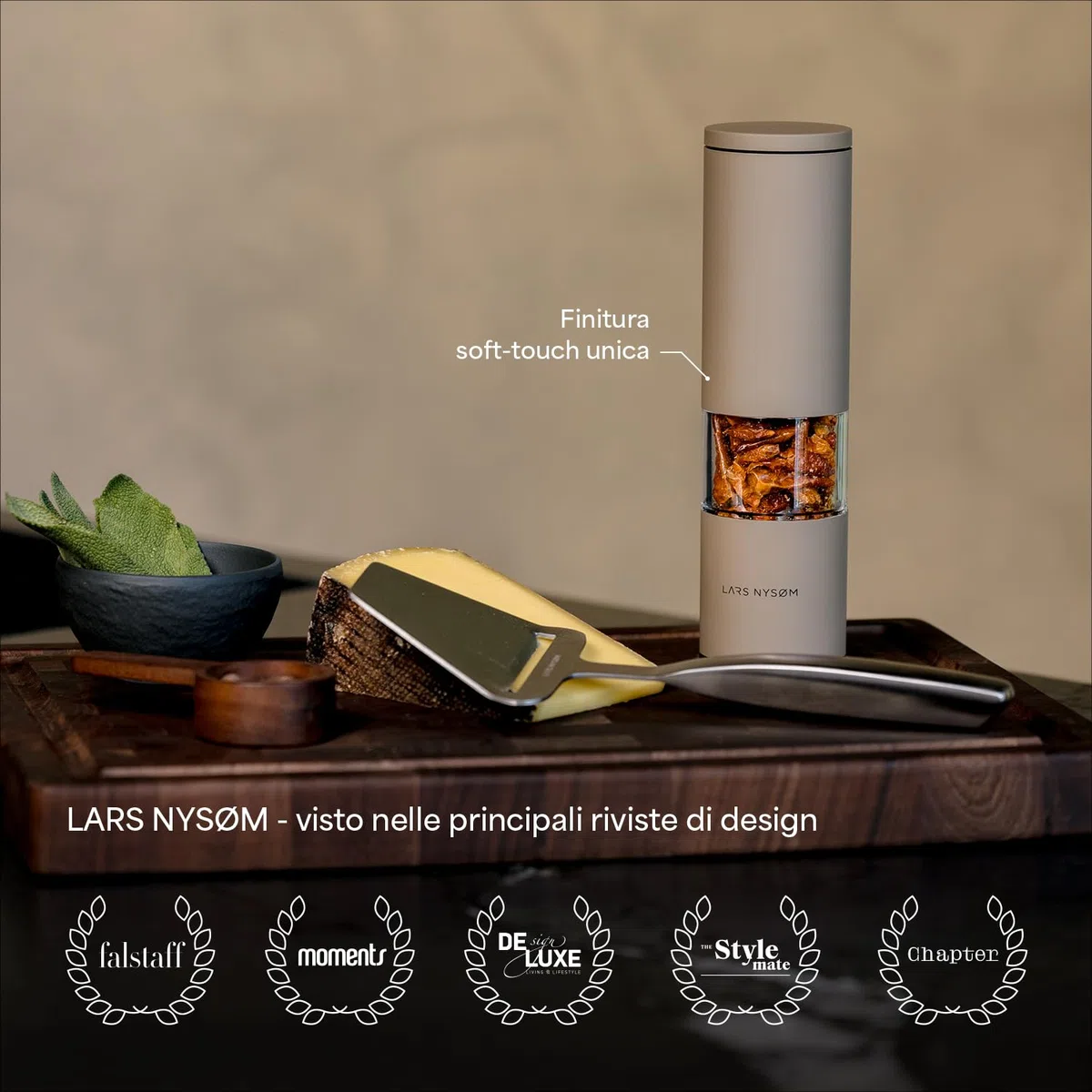 LARS NYSØM Macinino per Peperoncino con Lama di Taglio in Acciaio Inox I Taglierino per Peperoncino Premium I Macinino per Spezie di Design (Stainless Steel)