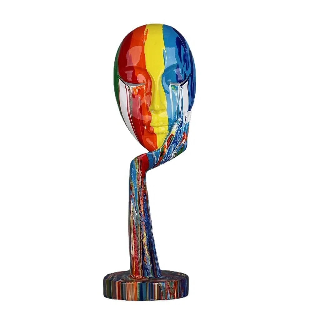 Statua semplice e creativa, colorata, per donna, con personaggi astratti, per casa, ufficio, camera da letto, soggiorno, studio (grande 39 x 12 x 12 cm)