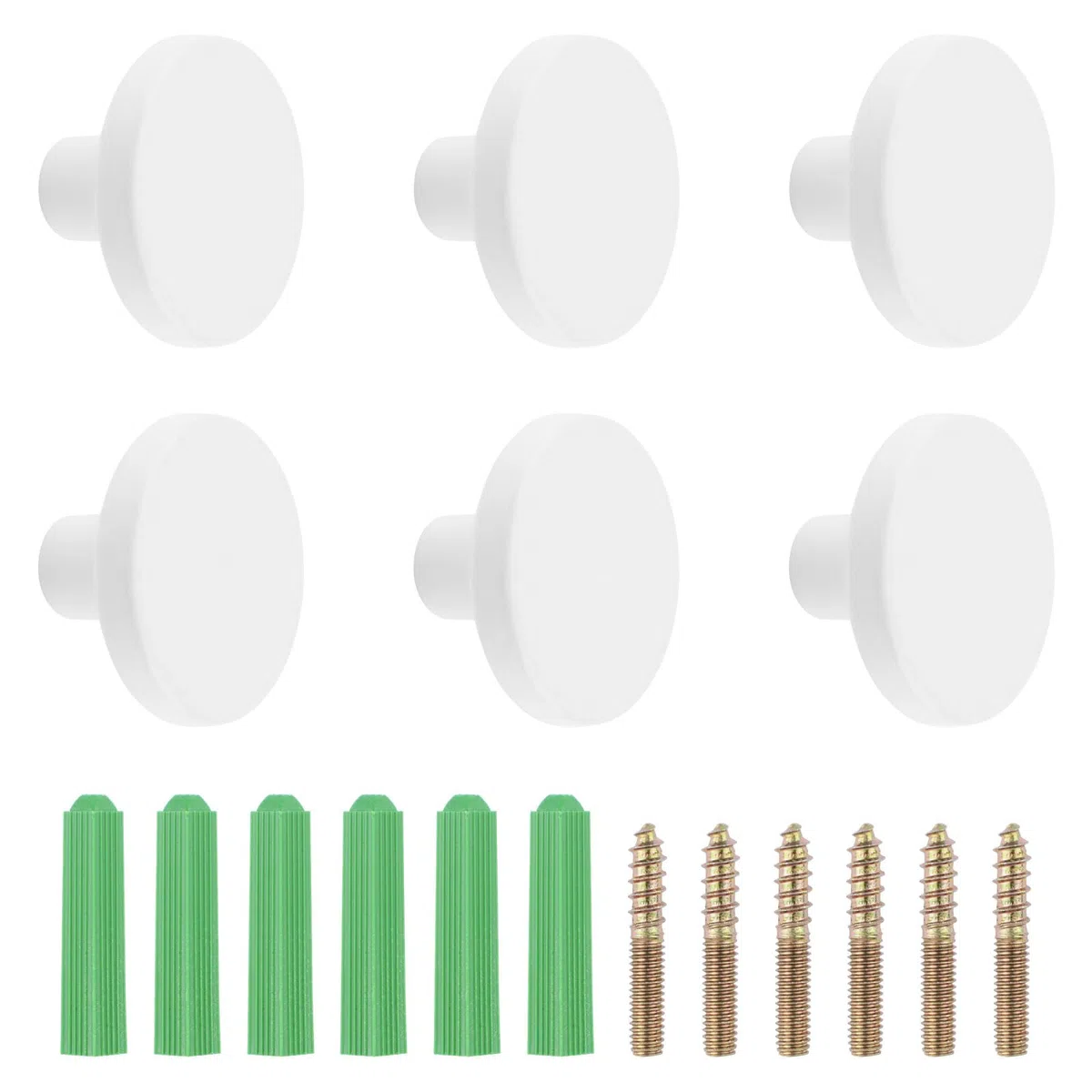Appendiabiti rotondi per montaggio a parete, 6 pezzi, in acciaio inossidabile, ganci da parete resistenti, per ingresso, bagno, cucina (bianco, 3 x 1,9 cm)