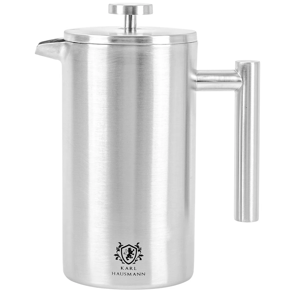 KARL HAUSMANN French Press Caffe Camping - 1 Litro / 8 Tazze - Caffettiera Francese Acciaio Inox - Macchina Caffè - coffee pressa francese campeggio - frenchpress inossidabile - Argento frenchpress