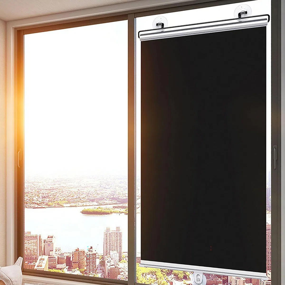 Tenda Avvolgibile Con Ventose 58x80cm Senza Fori Tende A Rullo Oscurante, | Tessuto Isolamento Termico Opaco Color Argento Titanio,Nero All'Interno E Argento All'Esterno,Per Casa E Auto