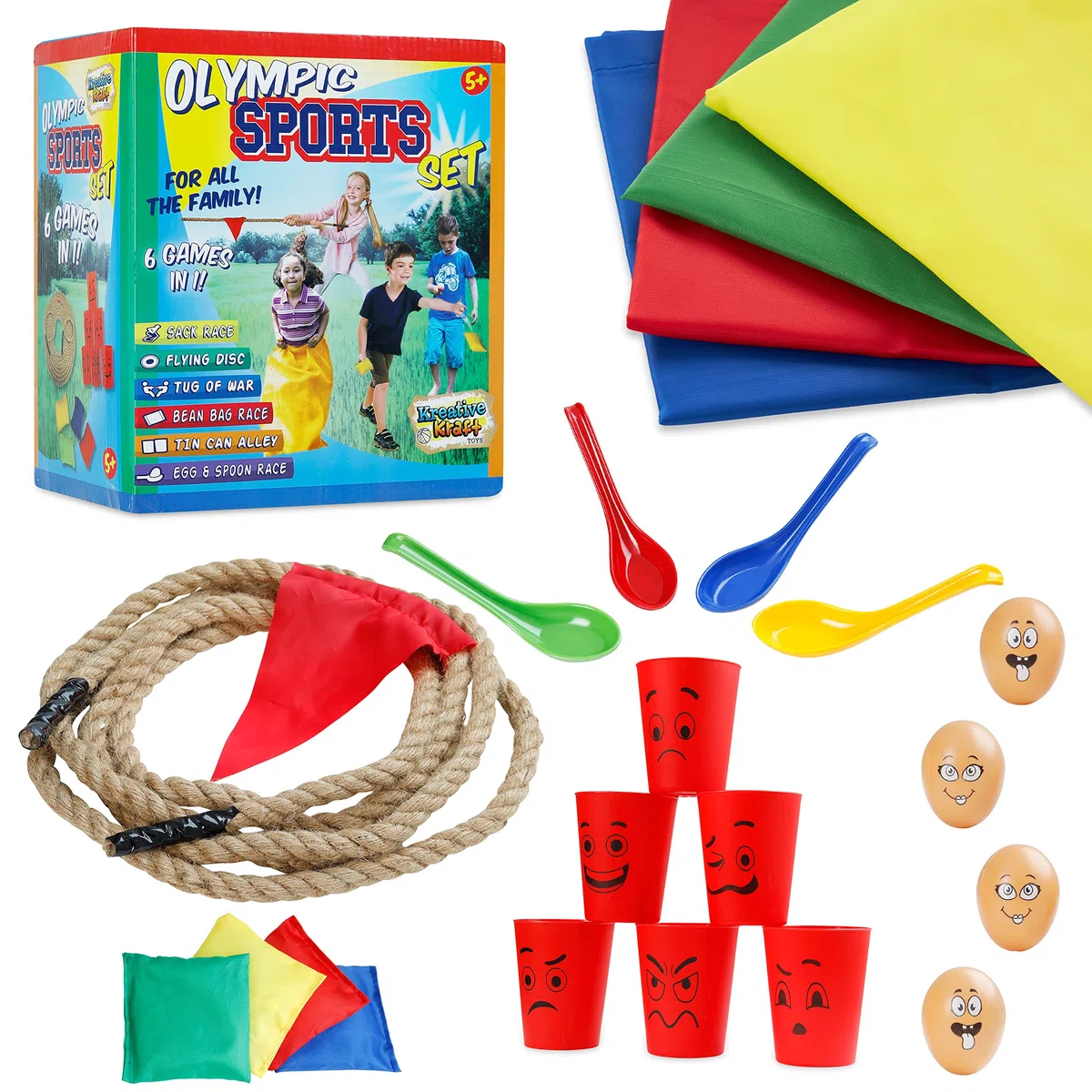 Set di Giochi da Giardino 6 in 1 o 3 in 1 Giochi per Feste di Compleanno Bambini Gioco da Esterno di Gruppo All'Aperto Kit di Psicomotricità Corsa con i Sacchi, Uovo e Cucchiaio