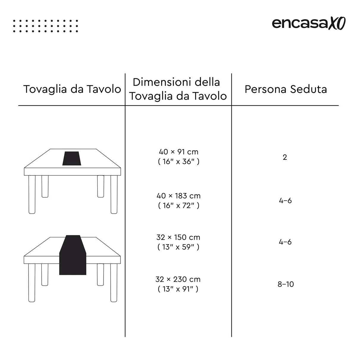 Encasa XO Runner da Tavolo | Puro Cotone con Design Orlato | Dimensioni 40x183 cm | Scotch Blue - Lavabile in Lavatrice