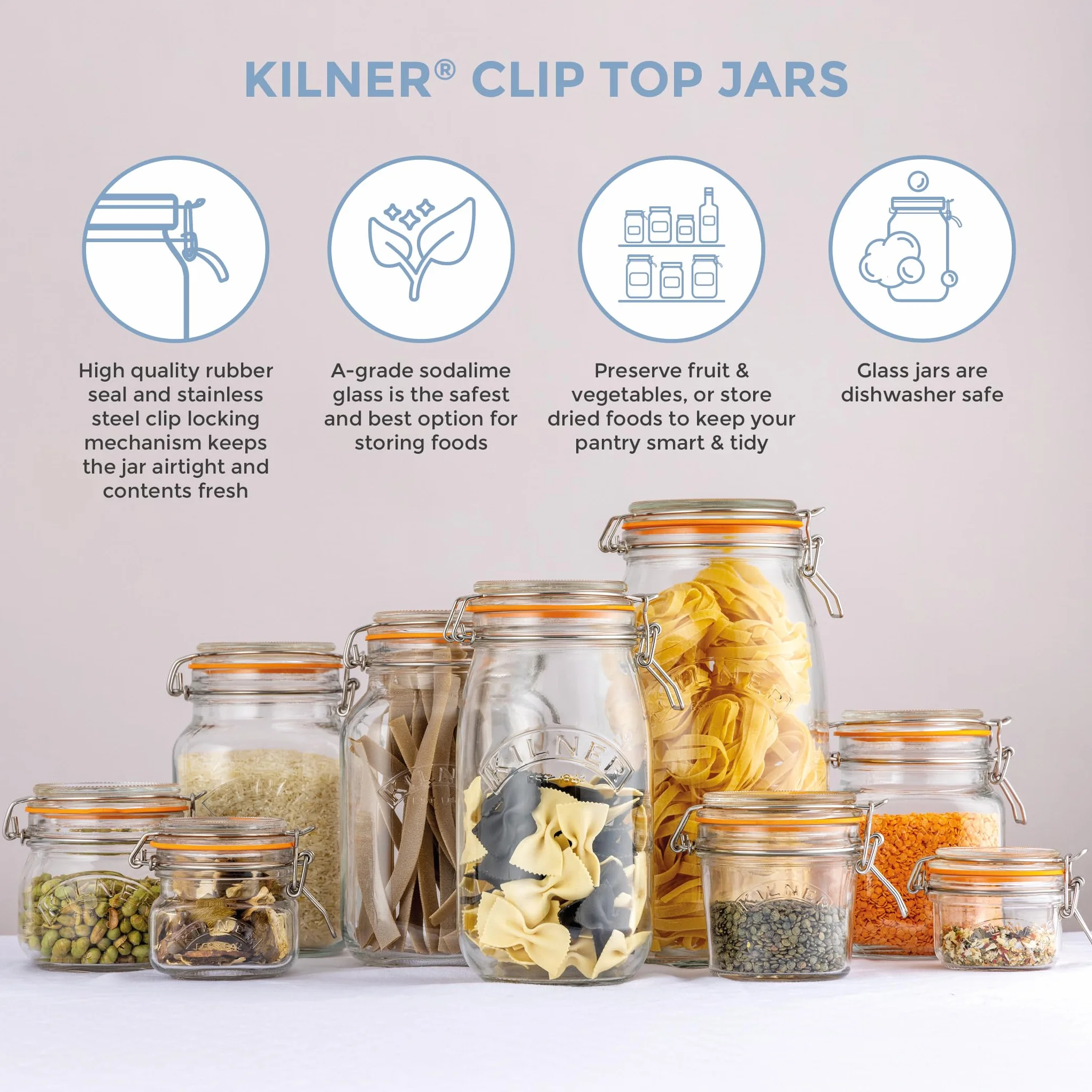 Kilner Barattolo di vetro per conserve, Trasparente, 3 litri