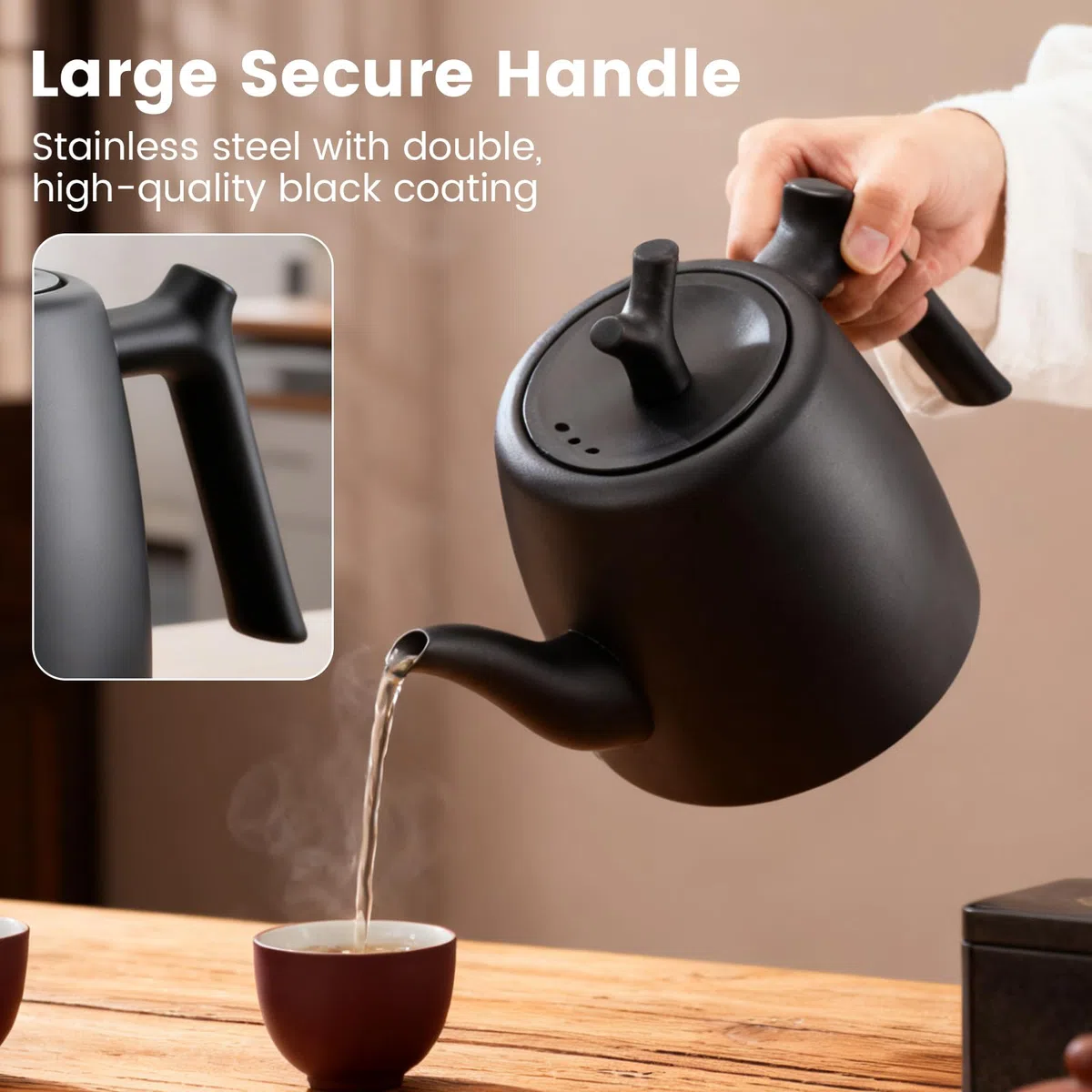 Teiera con Infusore 2 Litri, Teiera Termica, 10-12 Tazze, Teiera in Acciaio Inossidabile a Doppia Parete per Tè Sfuso, Zenzero e Miscele di Erbe