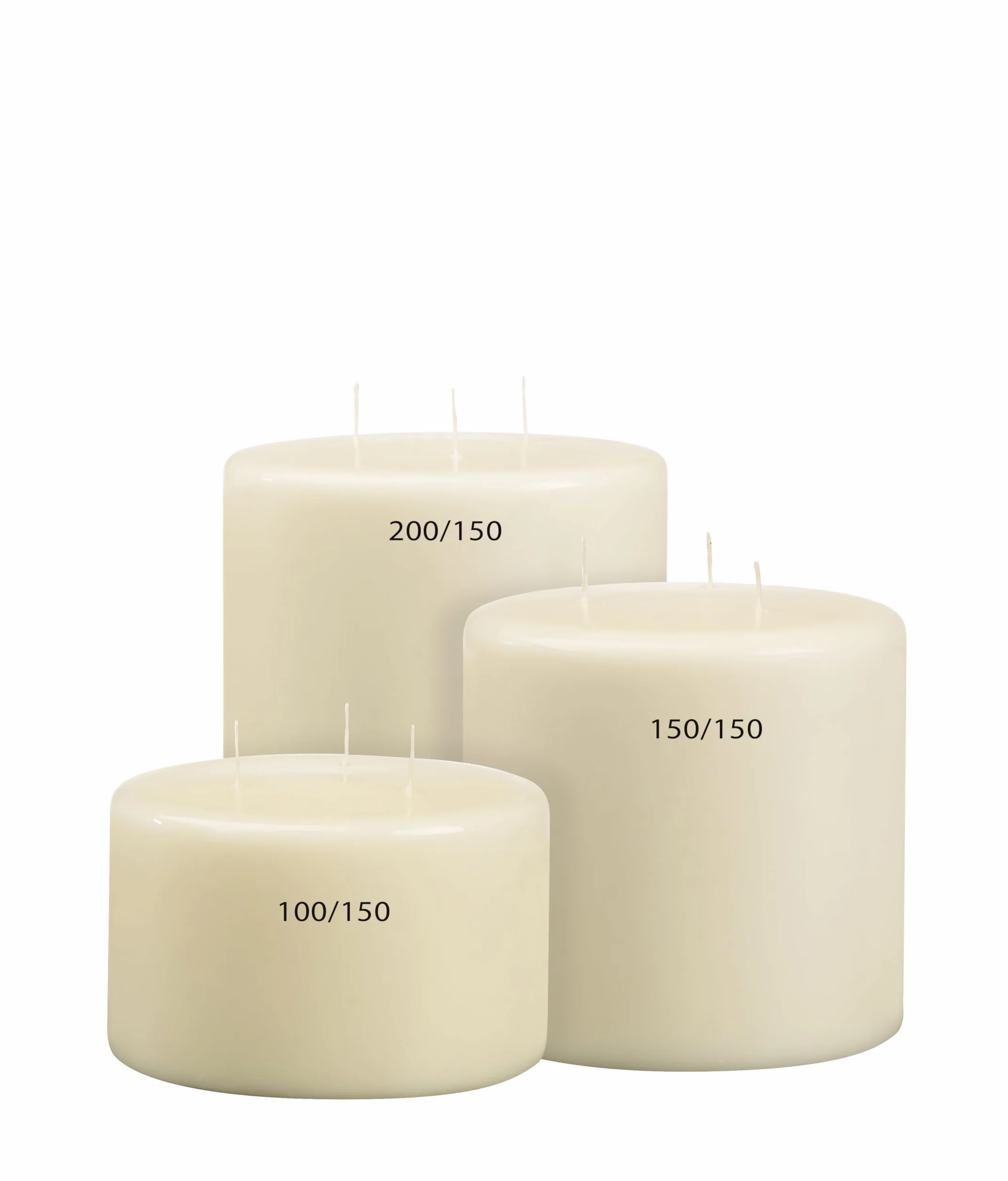 Bolsius Candela a Colonna XXL – Avorio – Multi-stoppino – Lunga Durata di combustione di 75 Ore – Extra Grande – Senza Profumo – Cera di paraffina – 15 x 15 cm
