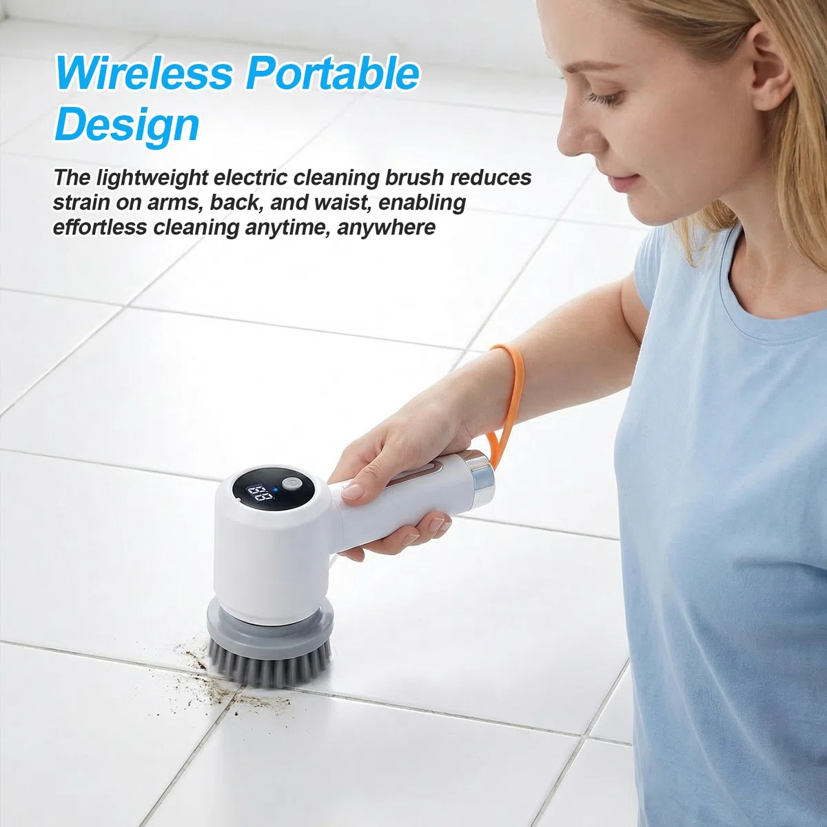 Spazzola Elettrica Rotante per Pulizia - 5 Testine Intercambiabili & 3 Modalità - Perfetta per Piastrelle, Cucina, Vetro e Tazze, Impermeabile, Autonomia 180 Min - Design Wireless e Leggero