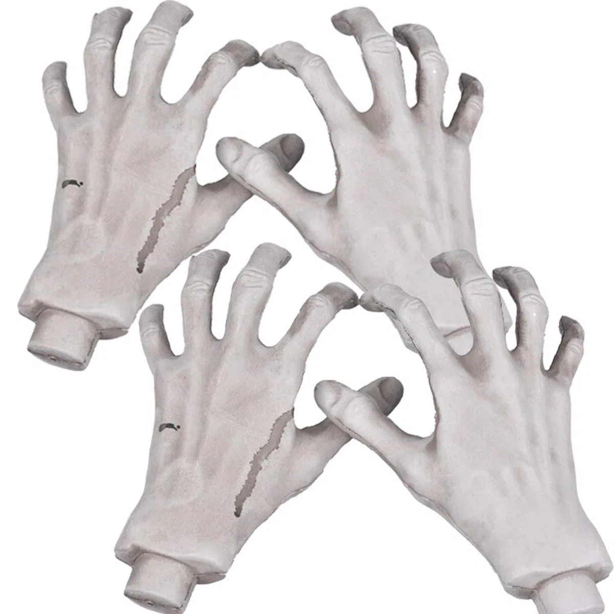 XONOR 2 paia di mani di zombie di plastica realistiche di Halloween per la decorazione di oggetti spaventosi di terrore di Halloween