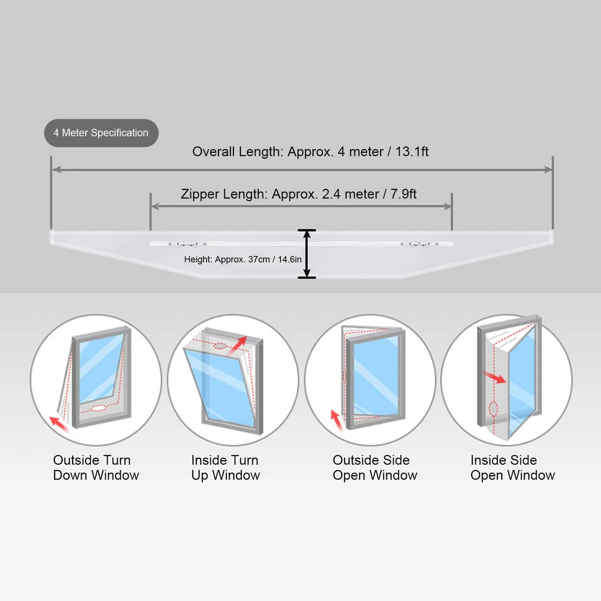 Kit Guarnizioni Universali per Vetri per Condizionatore, Tessuto Sigillante per Finestre 9,8/13,1 Piedi Kit Guarnizioni per Finestre Ac con Cerniera e Chiusura Adesiva, per(4 Meter / 13.1ft)