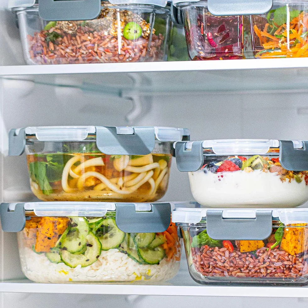 Igluu Meal Prep Contenitori Ermetici per Alimenti in Vetro Tondi con Coperchi (Set da 3) – Senza BPA – Forno, Microonde, Freezer e Lavastoviglie – 400 ml, 650 ml, 950 ml – Vetro Borosilicato
