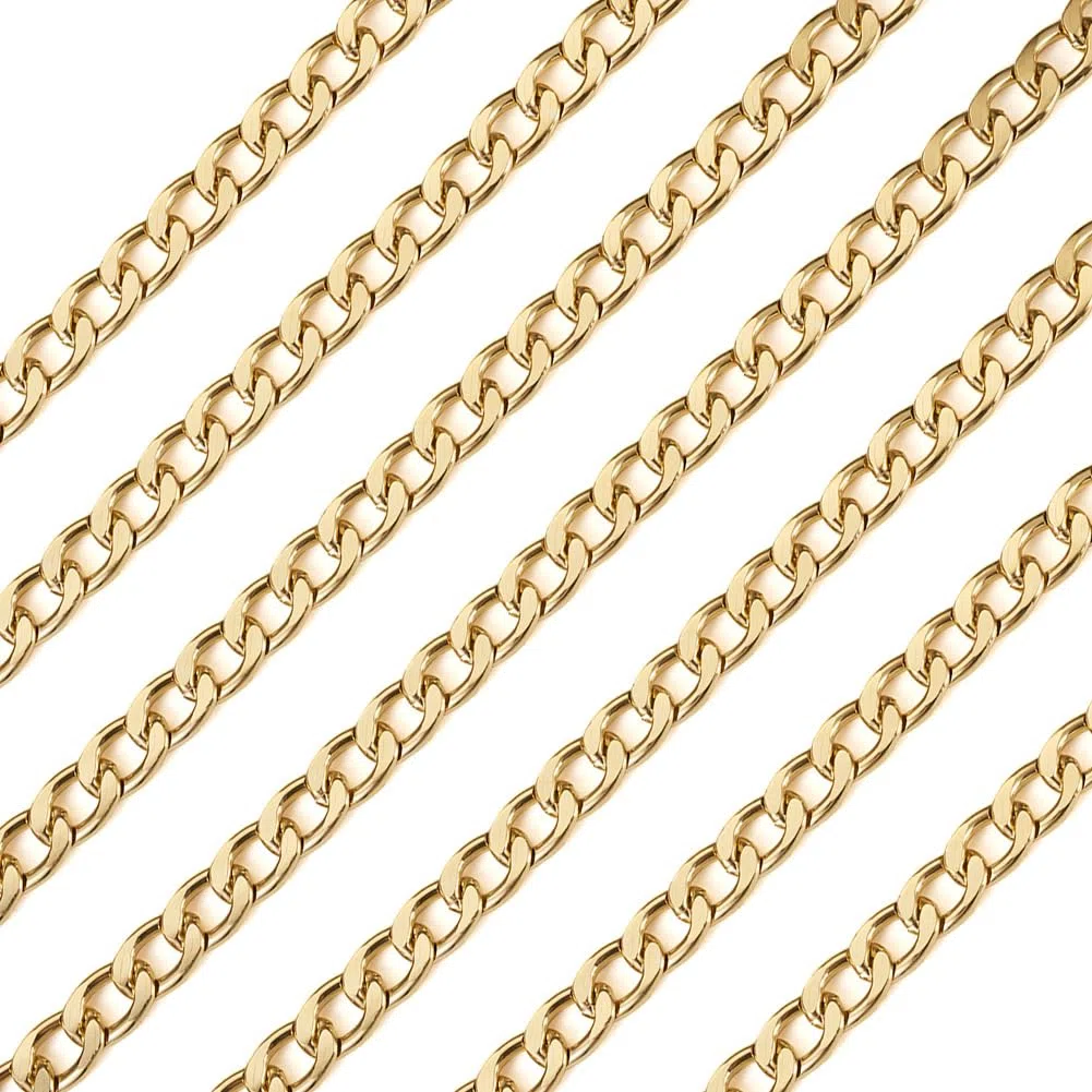 Catene a maglia barbazzale in alluminio, 5 m, dorate, grosse catene, 16 x 11 x 2,8 mm, per la creazione di gioielli