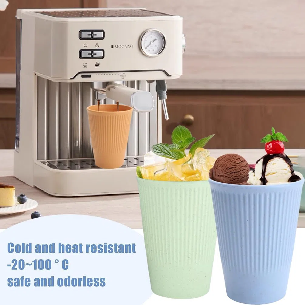 Set di 10 tazze infrangibili riutilizzabili, in plastica, per caffè, tè, acqua, birra, latte, succo, per adulti, lavabili in lavastoviglie e adatte al microonde
