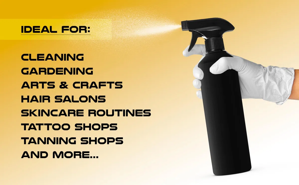 McKLords - Confezione da 6 bottiglie spray vuote in plastica nera per la pulizia da 500 ml - Bottiglie spray vuote per giardinaggio e pulizia della casa - Heavy Duty Industrial ricaricabili