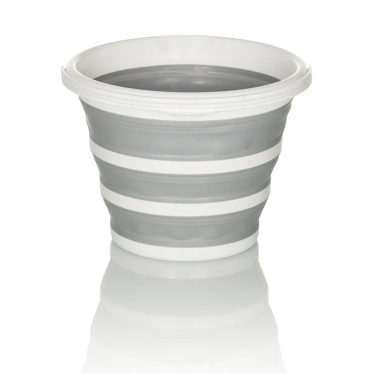 hjh OFFICE cestino pieghevole CLEAN SILR, in silicone, secchio pieghevole da 10L per uso interno ed esterno, salvaspazio, grigio/bianco, 924002