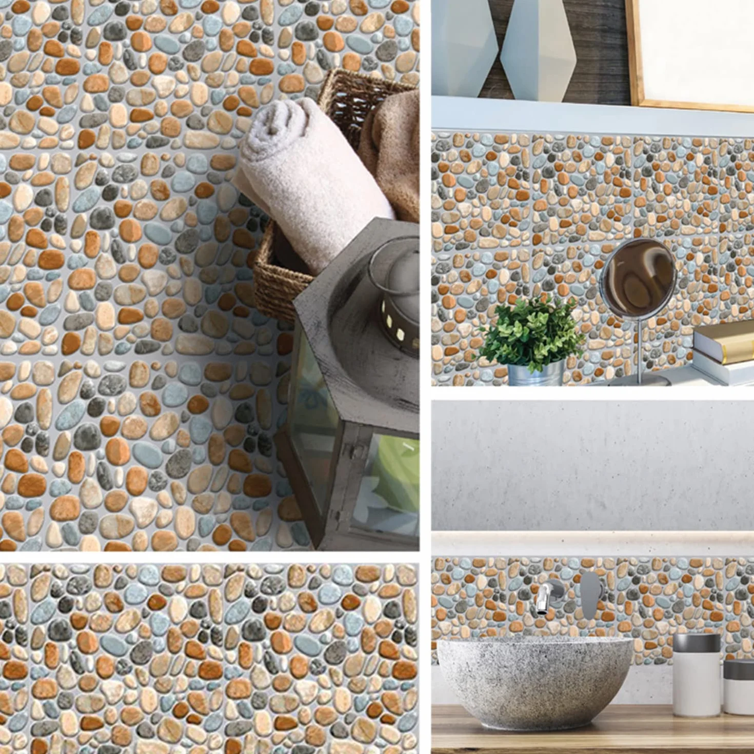 Adesivi per Piastrelle,Yueser 24 Pezzi Piastrelle Trasferimenti Impermeabile Autoadesivo Adesivi per Piastrelle per Bagno Cucina Parete Adesivi Pavimento (gray)