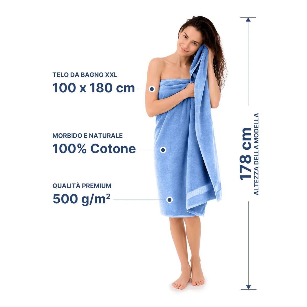 altego Asciugamano Bagno Grandi 100 x 180 cm - Telo da Bagno Grande - Telo sauna (Blu)