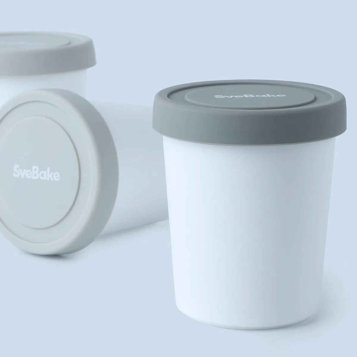 SveBake Vaschetta per Gelato con Coperchi in Silicone, 6 Pezzi Contenitori Gelato Freezer, Recipienti da 180 ml Rotondi Riusabili per la Conservazione di Gelato Fatto in Casa, Sorbetto