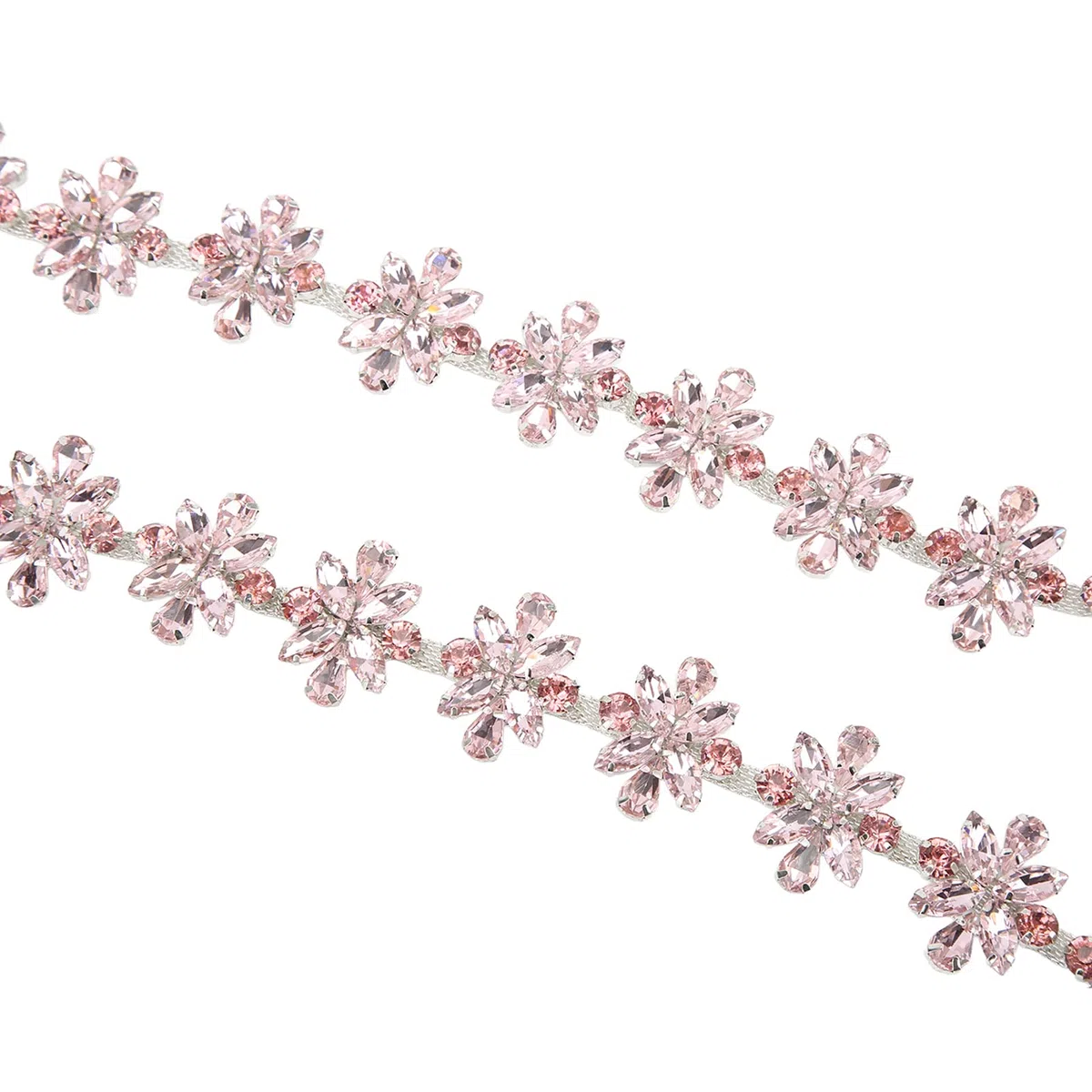 Catena di Strass, 1 Iarda 3,5 Cm di Larghezza Fiore Lucido Abbigliamento Decorazione Strass Catena Diamantata Per Abiti da Sposa, Collane(Rosa)
