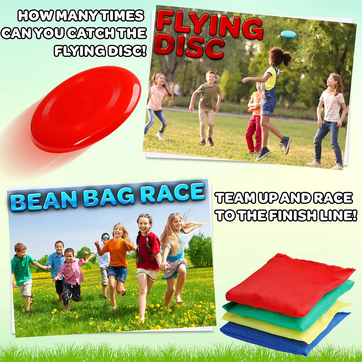 Set di Giochi da Giardino 6 in 1 o 3 in 1 Giochi per Feste di Compleanno Bambini Gioco da Esterno di Gruppo All'Aperto Kit di Psicomotricità Corsa con i Sacchi, Uovo e Cucchiaio
