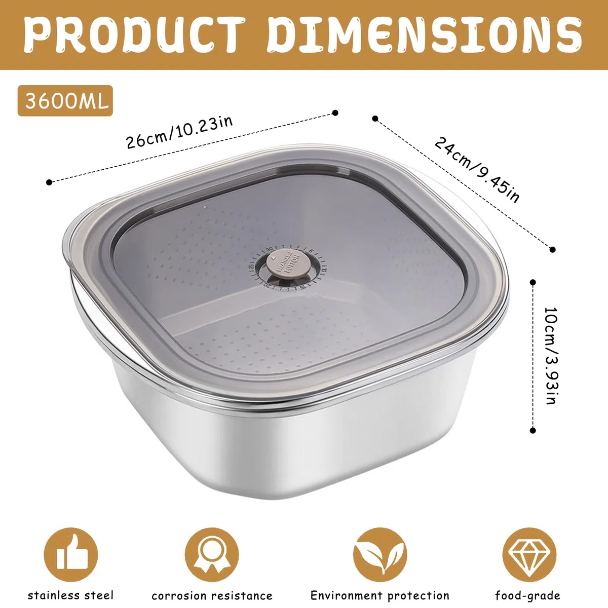Scolapasta Acciaio Inox 3600ml Setaccio da Cucina in Acciaio Inox Scolapiatti con Ciotola per Scolare Tagliatelle, Verdura, Frutta e Riso