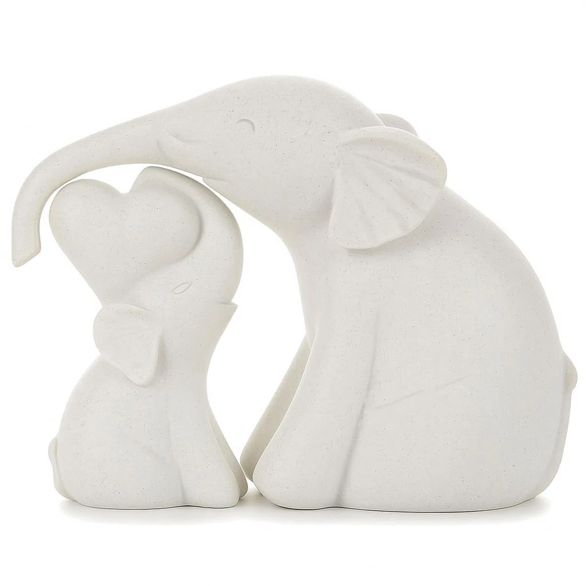 Set di 2 Elefantini in Ceramica Bianco - Decorazione per Casa e Ufficio, Idea Regalo Compleanno/Festa della Mamma, Statua Animale Moderna