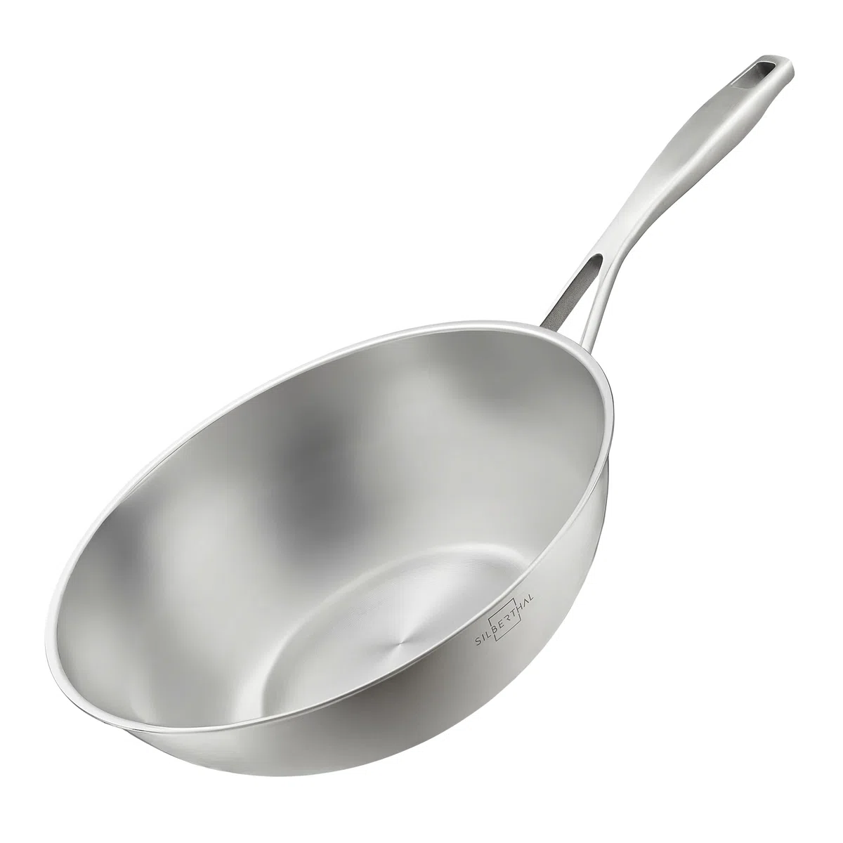 SILBERTHAL Wok acciaio inox 18/10 - Saltapasta 28 cm - Padella wok induzione - Pentola wok professionale