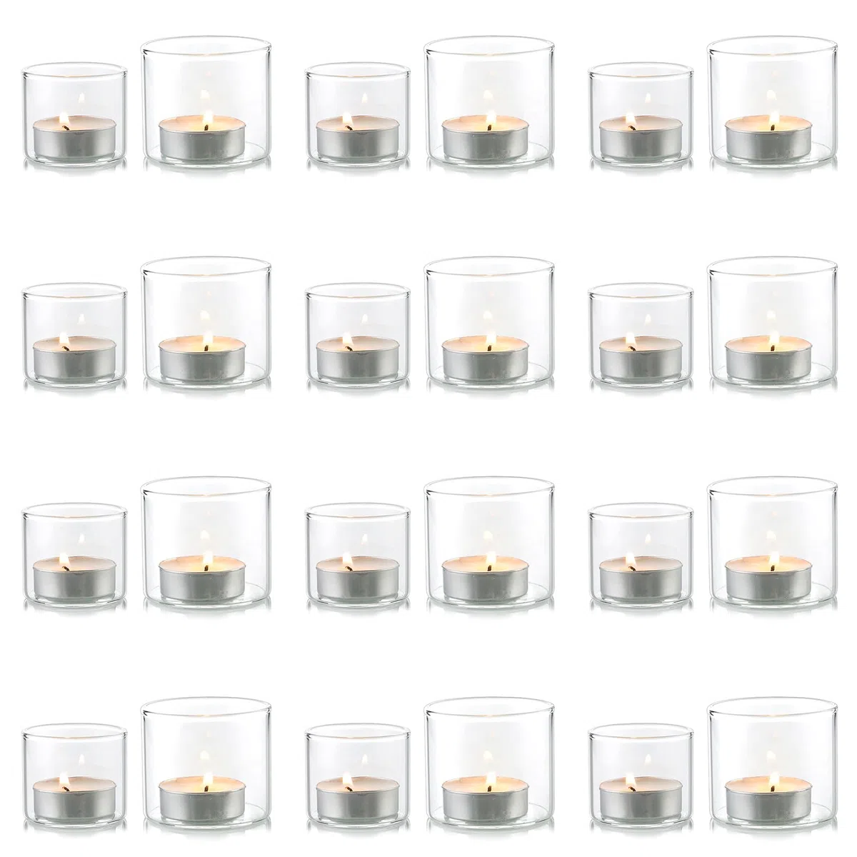 NUPTIO Portacandele Vetro: 24 Pack Mini Portacandele Titolari per Le Candele Galleggianti Cristallo Luci Del Tè Matrimonio All'aperto Galleggianti Cerimonia Festa Doccia Nuziale 4cm E 5cm H