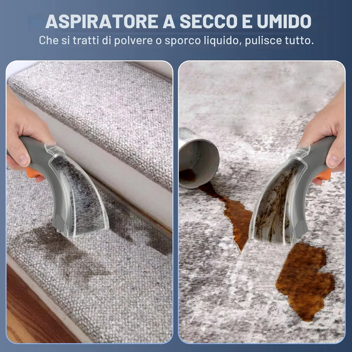 Dispositivo di pulizia per tappezzeria, 400 W, 12 kPa, aspirapolvere portatile con sistema a 2 serbatoi, detergente per tappeti e smacchiatori per divano, tappeti, auto, letto e tappetini