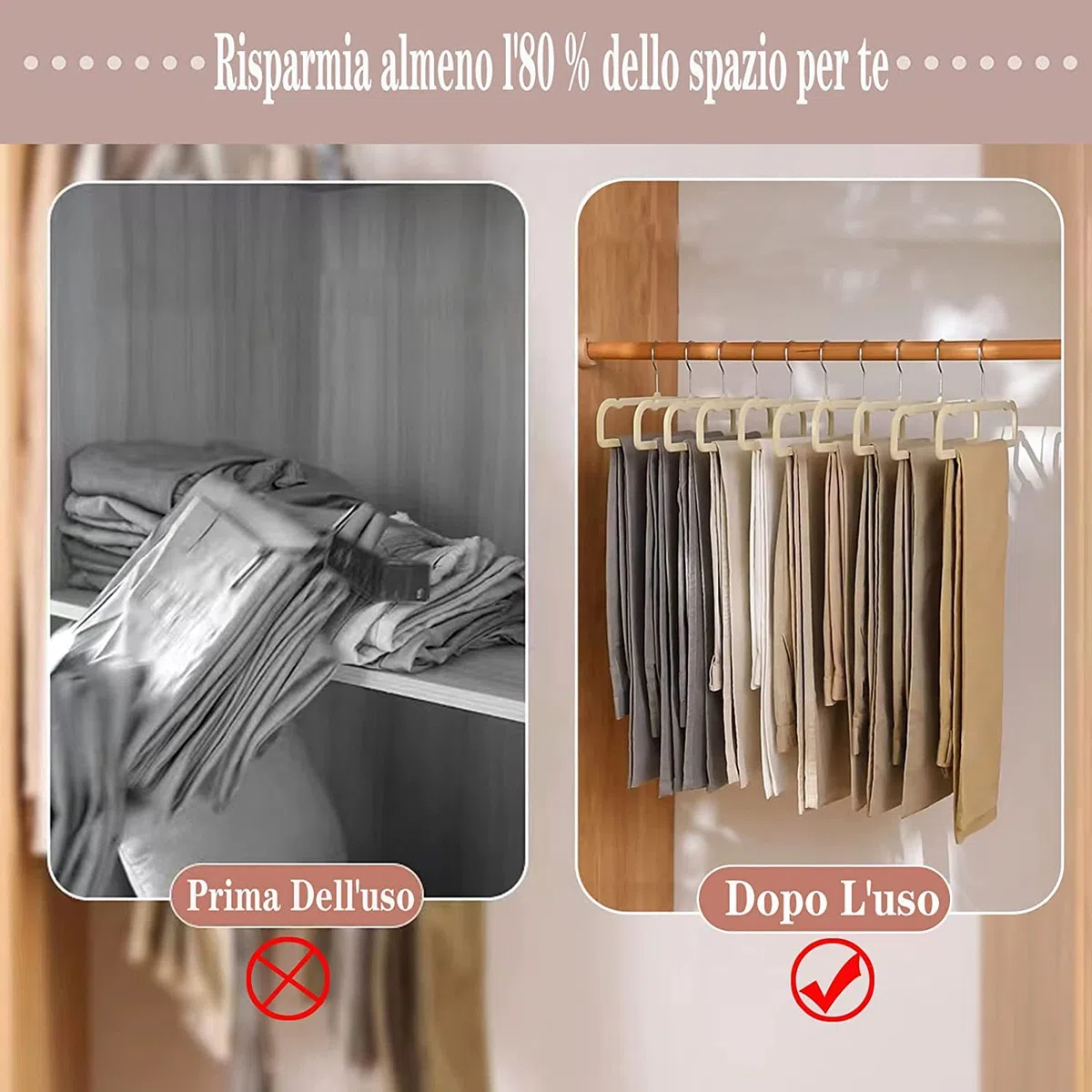 Grucce Pantaloni,10 Pezzi Appendiabiti per Pantaloni Salvaspazio,35cm Grande Antiscivolo Grucce per Pantaloni Velluto,Capacità di Carico Elevata Attaccapanni per Vestiti,Sciarpe, Asciugamani（Grigio）