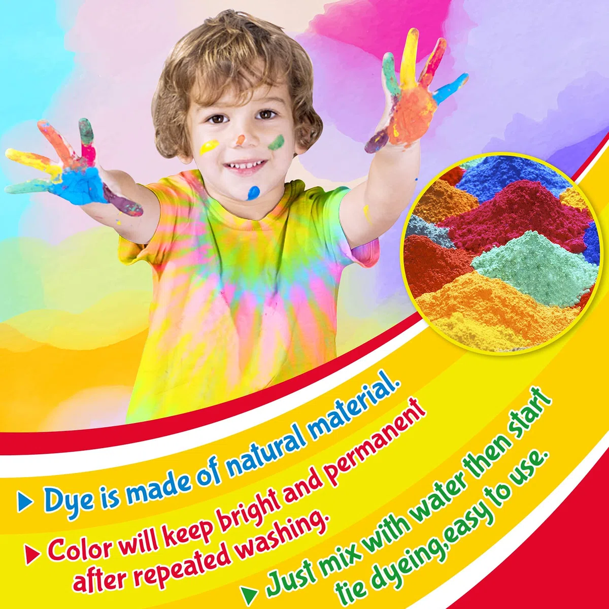 Tie Dye Kit, 20 Colori Set di Vernici per Tessuti con T-Shirt, Arte Creativa e Attività Artigianale Tie Dye Set per bambini e Adulti