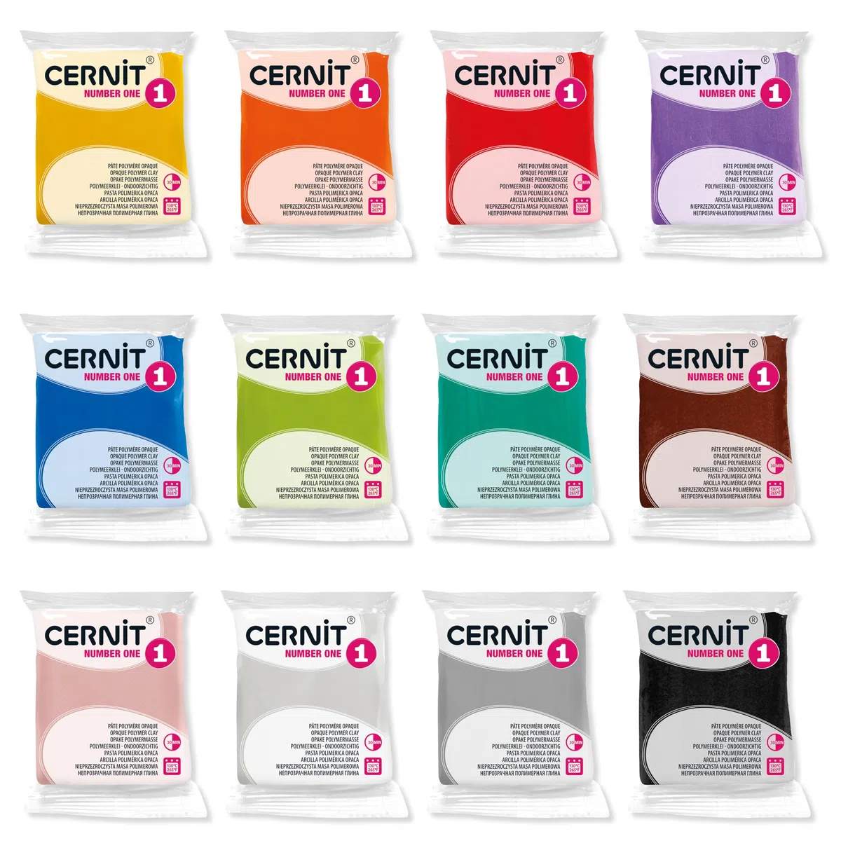 CERNIT CE0900012K01C - Confezione da 12 rotoli di pasta polimerica, colori primari e secondari, pasta modellabile da cuocere n. 1, 12 colori diversi, blocchi da 56 g, fai da te, adulti, creazioni