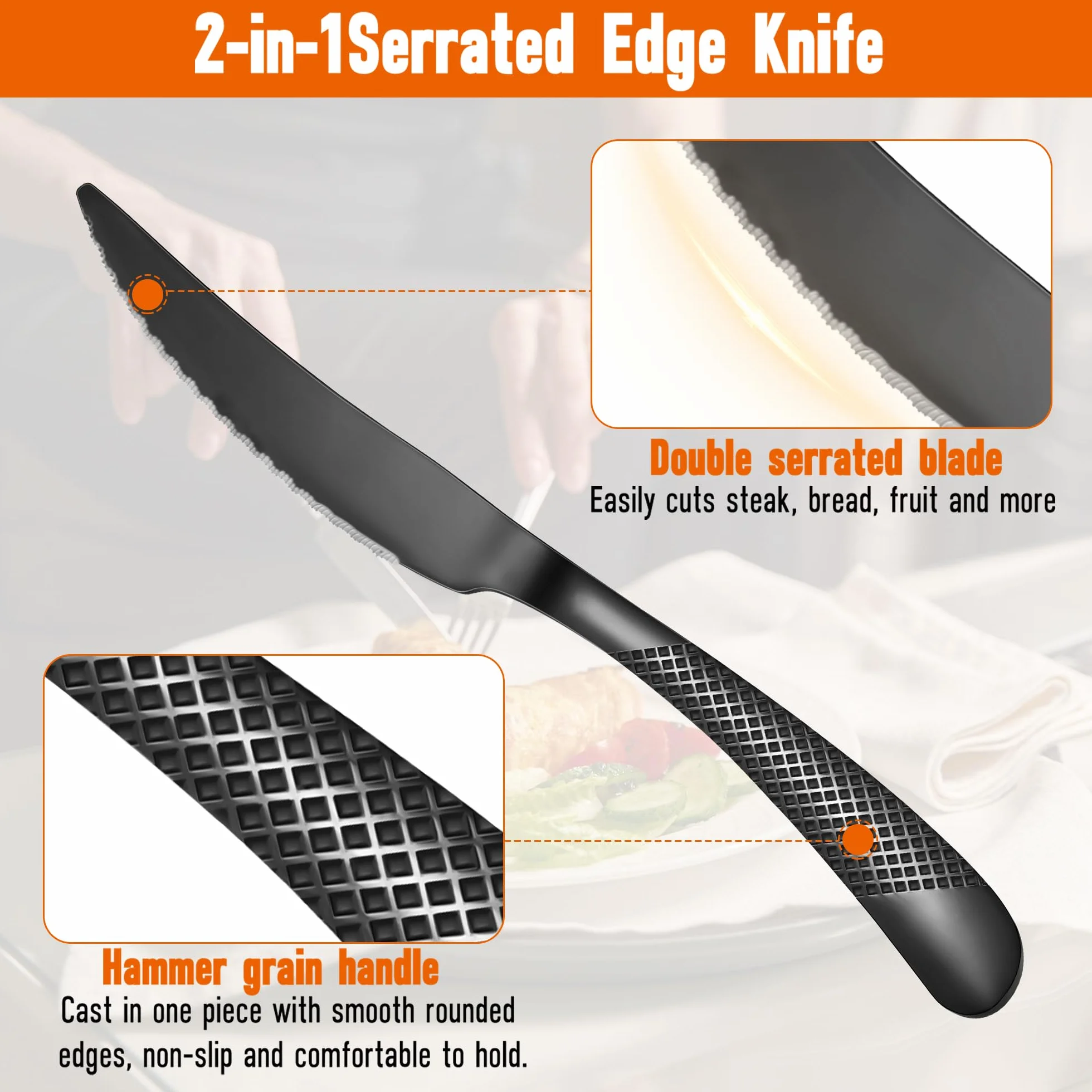 Set di posate per 4 persone, 20 pezzi, in acciaio inox, nero opaco/set di posate con coltello, forchetta, cucchiaio di alta qualità, lavabile in lavastoviglie