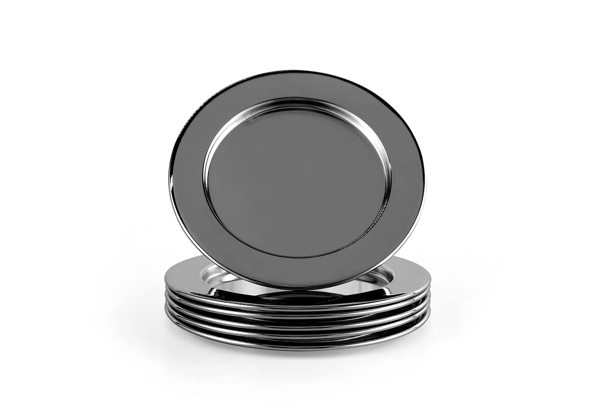 ECHTWERK Set di sottobicchieri in acciaio inox, sottobicchieri, portabicchieri, sottobicchieri rotondi per vetro, tazze, vasi, candele, antigraffio, Ø circa 8 cm, edizione nera, 6 pezzi