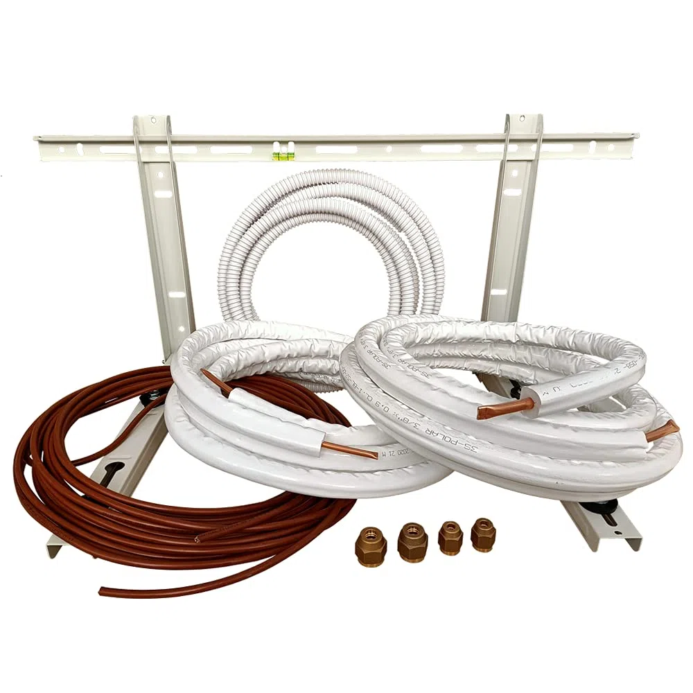 3S SuperSamaStore Kit Installazione Climatizzatore Monosplit 3 Metri, Set con Tubo Rame Preisolato 1/4" e 3/8", Staffa Esterna, Raccordi Autocartellanti e Cavo Condensa