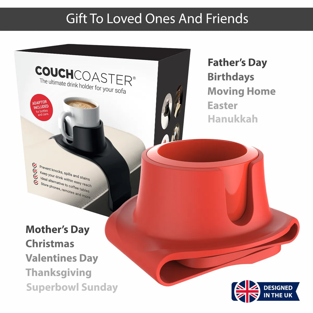 CouchCoaster - il portabicchiere ideale per il tuo divano, Rosso