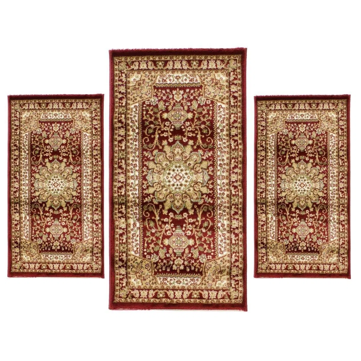 Set Parure Tappeto + Scendiletto 3 pz Tappeti Obama art. Artemis P482 BORDEAUX