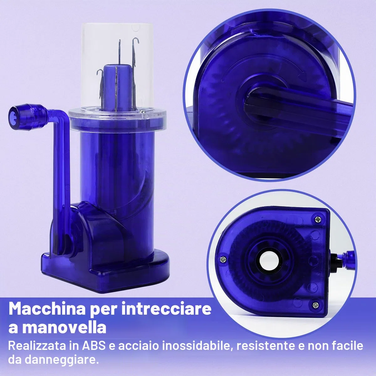 Macchina da Maglieria Manuale, Mini Macchina da Maglieria Manuale in Plastica, Macchina da Maglieria A Mano per Calze, Gioielli, Braccialetti, Cappelli, Fai da Te (Blu Navy)
