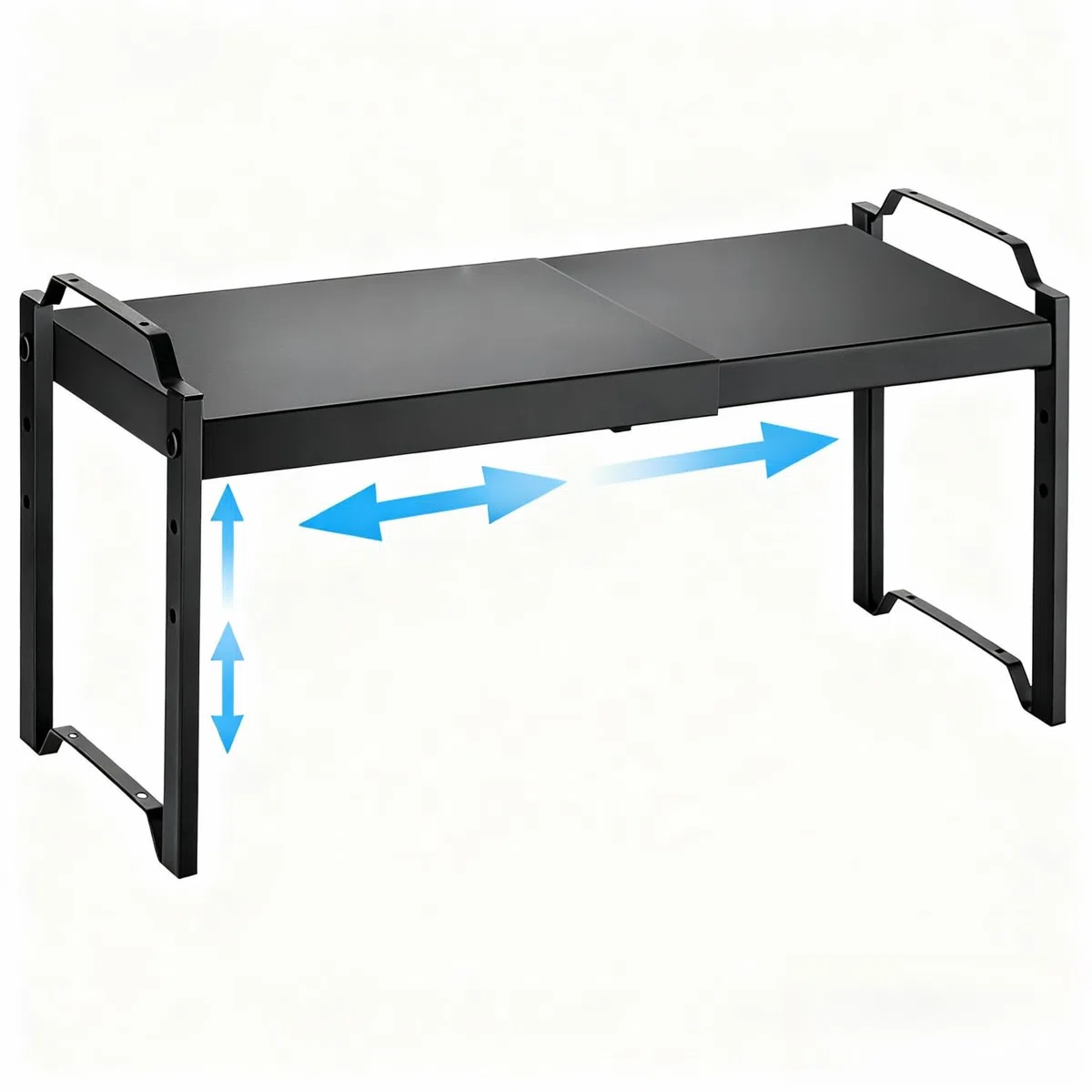 Ripiano Salvaspazio Cucina Espandibile, Organizer Cucina con Altezza Regolabile, Portaspezie Salvaspazio Metallo, Mensole con Design Versatile per Bagno e Soggiorno Scrivania (Nero)